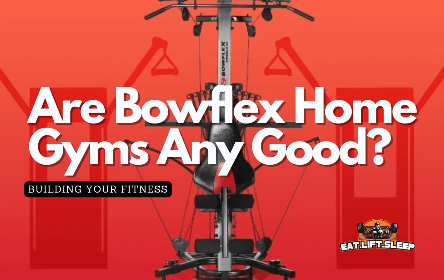 Bowflex hom gym standing isolated on a red background